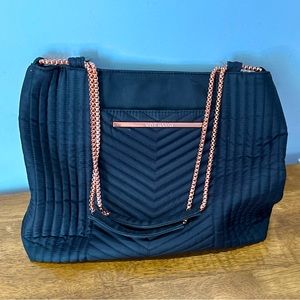 Steve Madden Black Quilted Purse with Rose Gold accents.